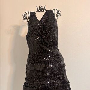 Moon River Black Sequin Midi Dress
